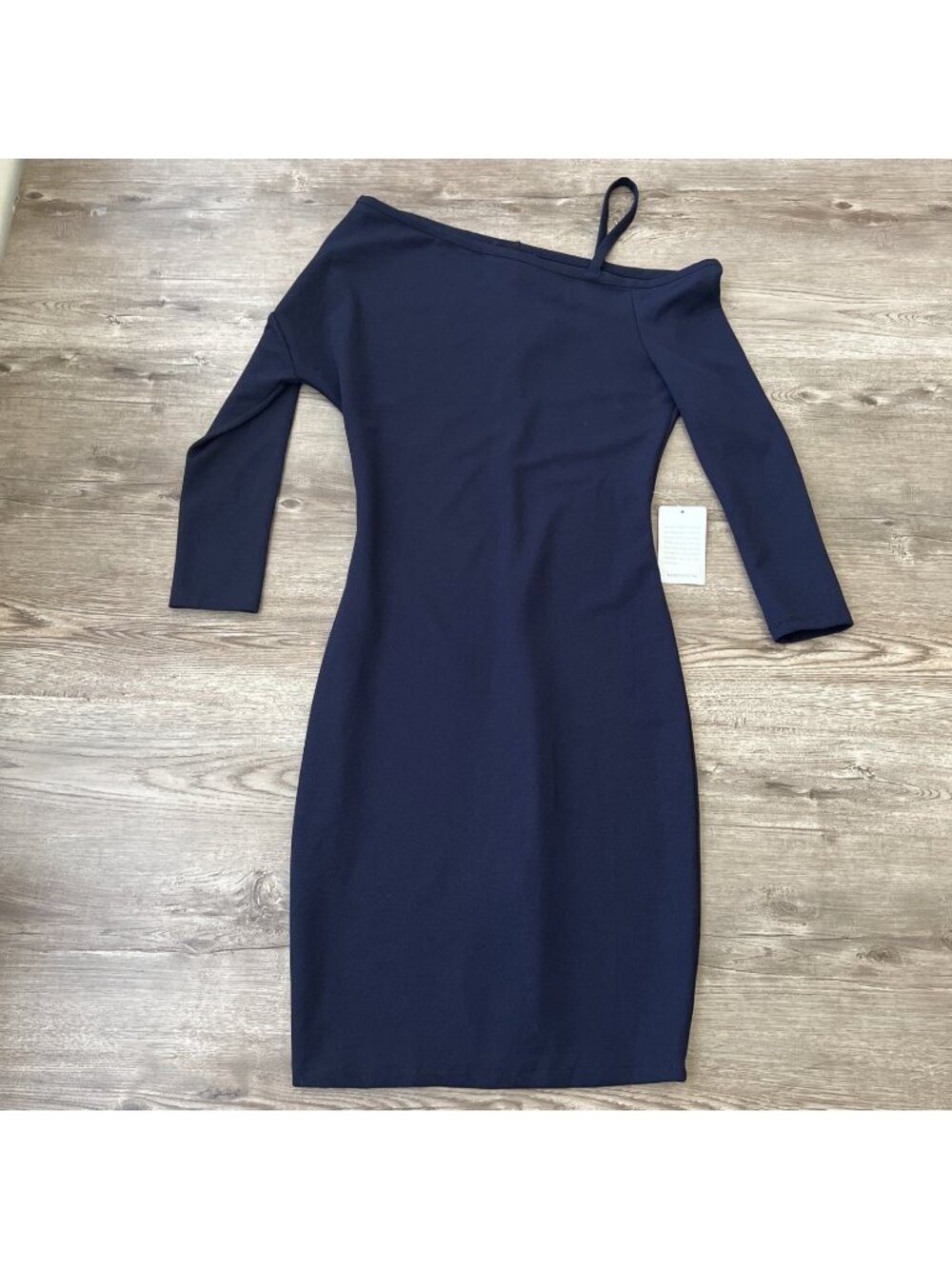 Nordstrom Max + Ash Off Shoulder Bodycon Dress Womens S Navy Long Sleeve NWT